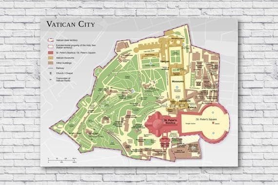 Map Of The Vatican In Rome Wall Print Wall Art Decor Canvas - MakedTee