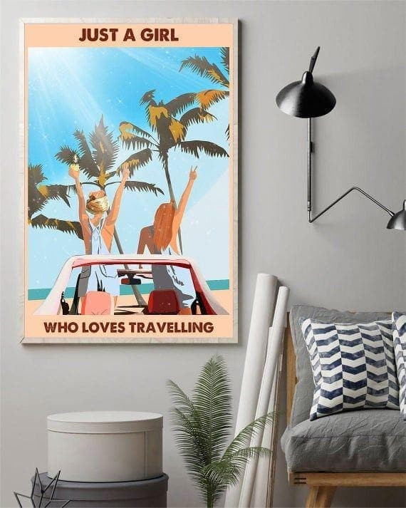 Just A Girl Who Loves Travelling Vertical Wall Art Print Canvas - MakedTee