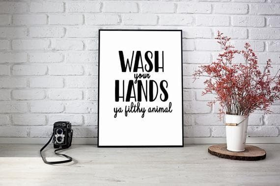 Wash Your Hands Ya Filthy Animal Bathroom Print Wall Art Decor Canvas - MakedTee