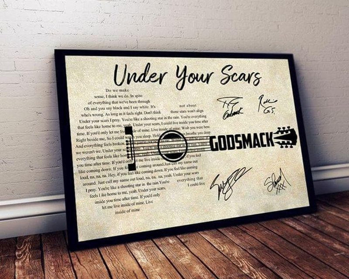Godsmack Under Your Scars Lyrics Guitar Signatures Canvas - MakedTee