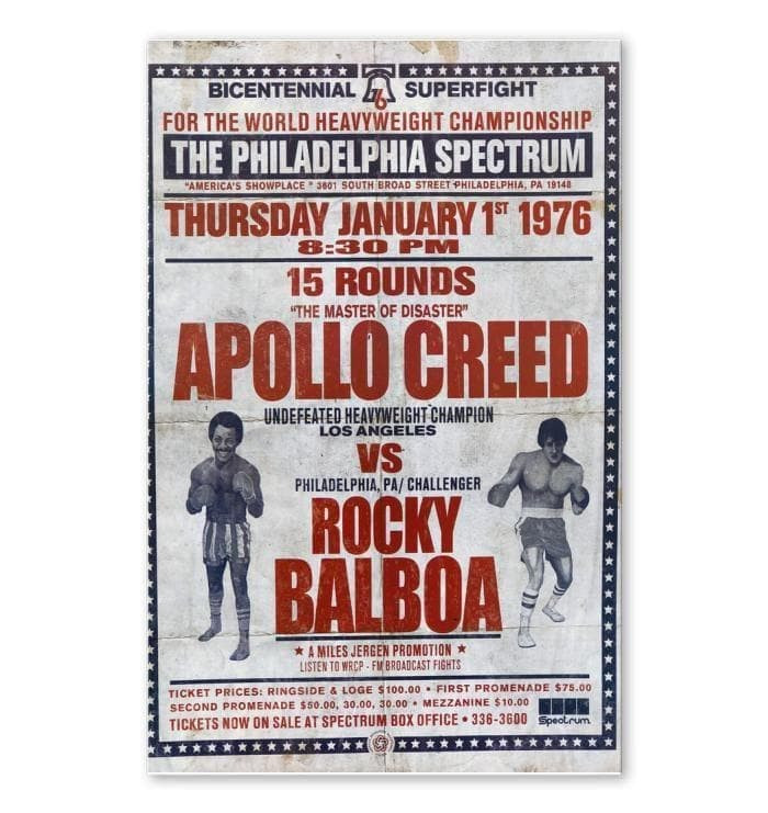 Apolo Creed Vs Rocky Balboa 1976 Match Wall Art Print Canvas - MakedTee
