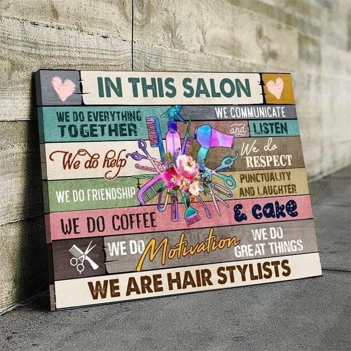 In This Salon We Are Hair Stylist Wall Art Print Canvas - MakedTee