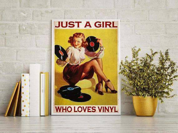 Just A Girl Who Loves Vinyl Music Print Wall Art Decor Canvas - MakedTee