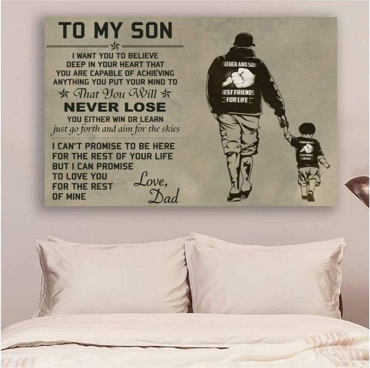 Family To My Son Beautiful Is Best Gift For Son From Dad Satin Portrait Wall Art Canvas - MakedTee