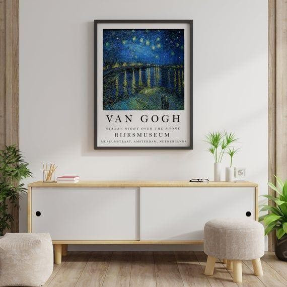 Van Gogh Exhibition Starry Night Over The Rhone Printed Wall Art Decor Canvas - MakedTee