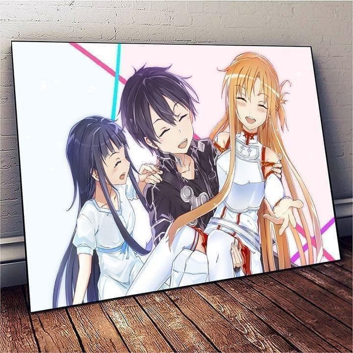 Sword Art Online Kirito Asuna Poster Wall Art Print Decor Canvas - MakedTee
