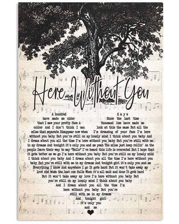 Here Without You 3 Doors Down Lyric Wall Art Print Canvas - MakedTee