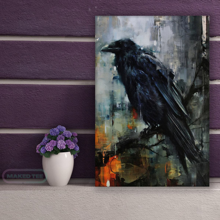 Lindsey Kustusch Black Raven Watercolor Painting Wall Art Print Canvas Prints - MakedTee