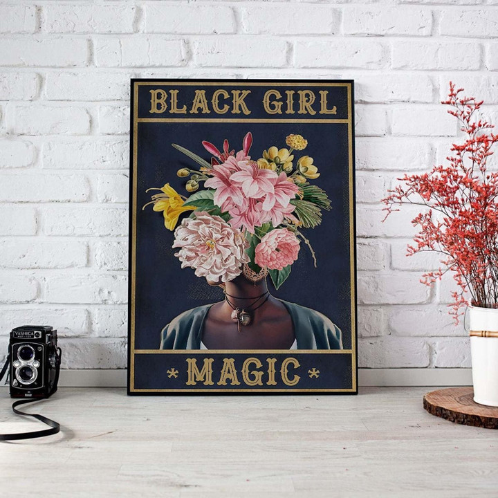 African American Black Girl Magic Black Women Black Pride Gift For Daughter Hanging Satin Portrait Wall Art Canvas - MakedTee
