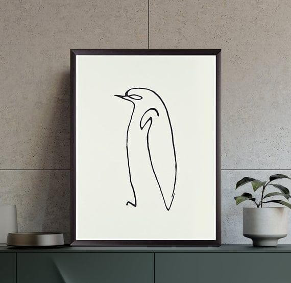 Picasso Penguin Bird Animal Line Art Printgallery Quality Printed Wall Art Decor Canvas - MakedTee