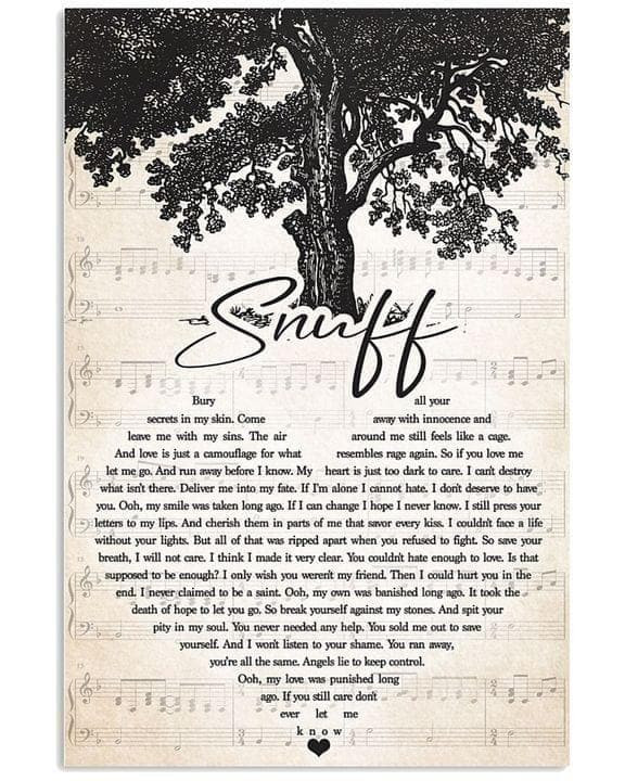 Slipknot Snuff Heart Lyrics Typography For Fan Print Wall Art Decor Canvas - MakedTee