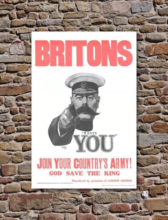 Lord Kitchener Wants You, World War 1 Recruiting Propaganda Printed Wall Art Decor Canvas - MakedTee