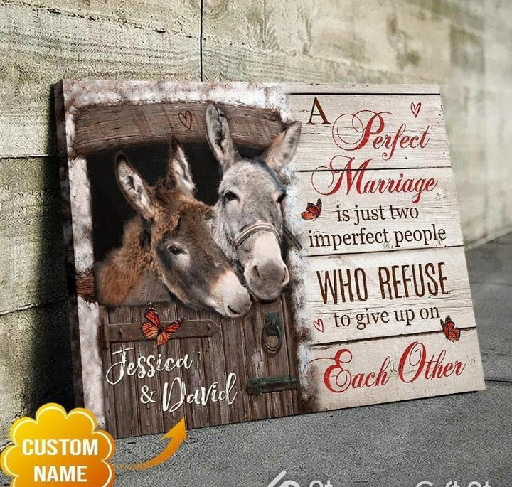 Personalized Name Text Gift For Couple Wedding Gifts For Couples Donkey Wall Wall Art Canvas Wall Art Canvas - MakedTee