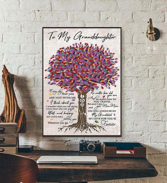 To My Granddaughter Family Print Wall Art Decor Canvas - MakedTee