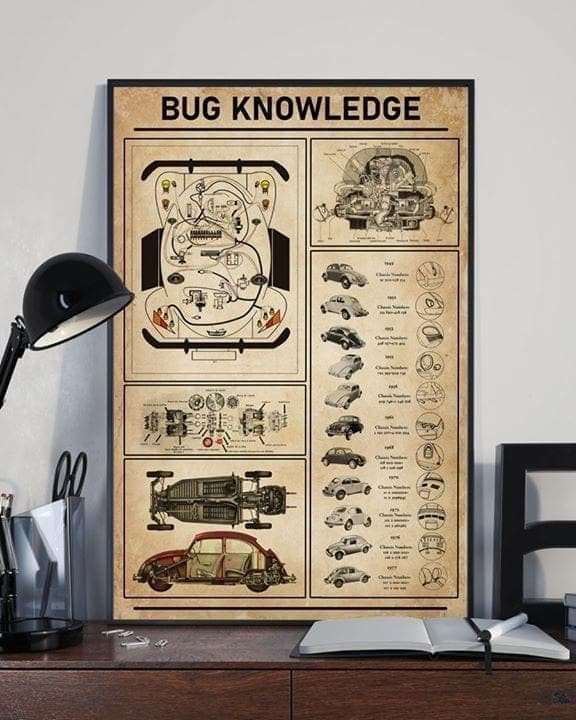 Bug Knowledge Volkswagen Beetle Car Poster Wall Art Print Decor Canvas - MakedTee