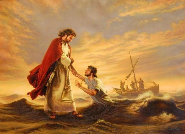 Jesus And Peter Walking On Water Canvas Wall Art Print Decor Canvas - MakedTee