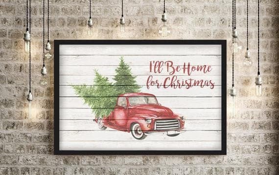 Ill Be Home For Christmas Print Wall Art Decor Canvas - MakedTee