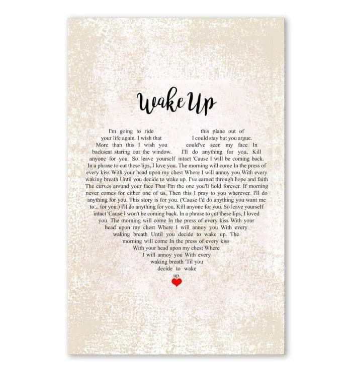 Coheed & Cambria Wake Up Lyric Heart Typography Wall Art Print Canvas - MakedTee