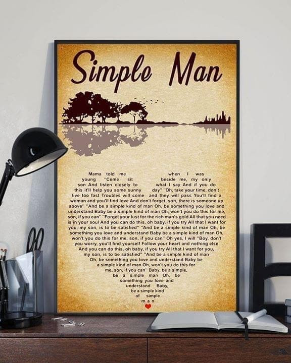Lynyrd Skynyrd Simple Man Lyric Heart Typography Guitar Jungle Poster Wall Art Print Decor Canvas - MakedTee