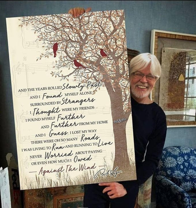 Bob Seger Signature Against The Wind Song Lyrics Tree Hummingbird For Fan Canvas - MakedTee