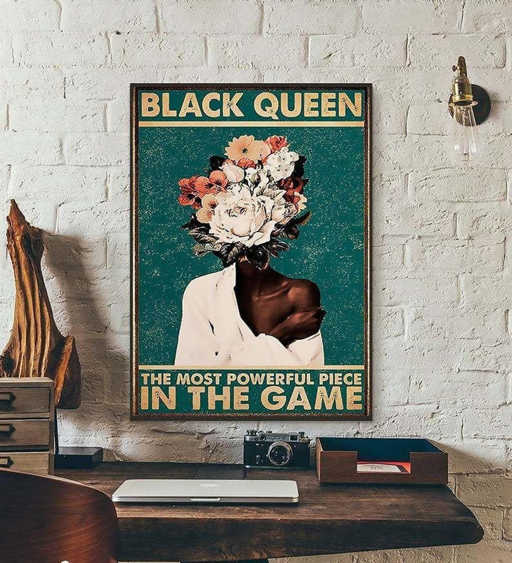 Black Queen The Most Powerful Piece In The Game Flowers Head Canvas - MakedTee