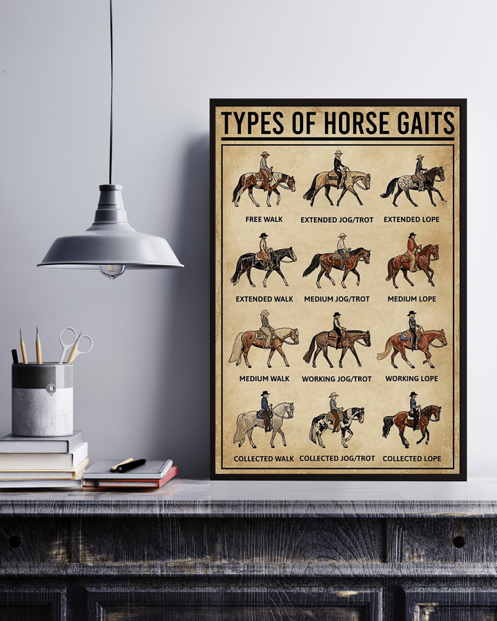 Types Of Horse Gaits Unframed Knowledge Wall Decor Art For Horse Rider Wall Art Canvas - MakedTee
