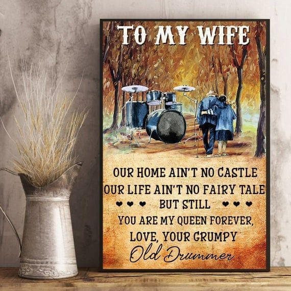 Drummer To My Wife You Are My Queen Forever Wall Art Print Canvas - MakedTee