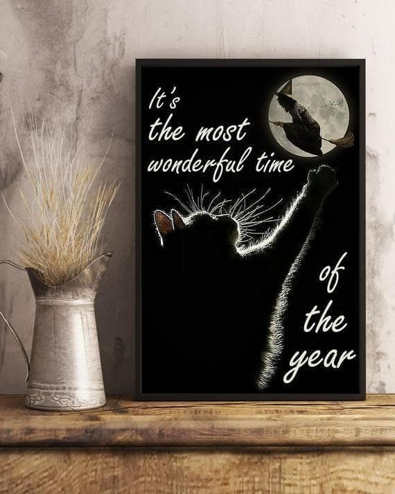 Black Cat Most Wonderful Time Of The Year Poster Canvas - MakedTee