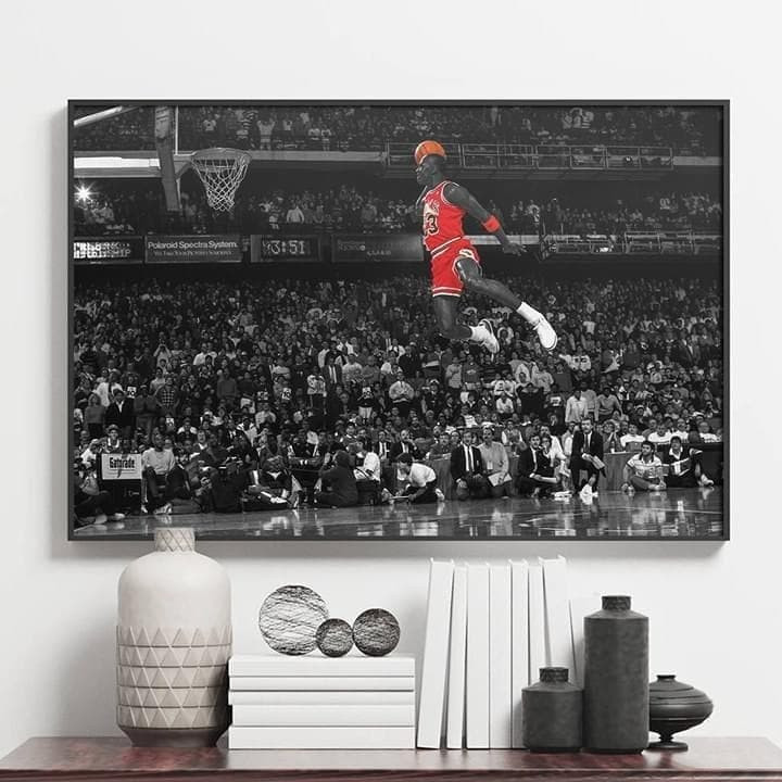 Michael Jordan Dunking Black And White Style For Fan Wall Art Print Decor Canvas Poster Canvas - MakedTee