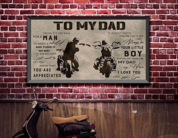 Motorcycle To My Dad Family Print Wall Art Decor Canvas - MakedTee