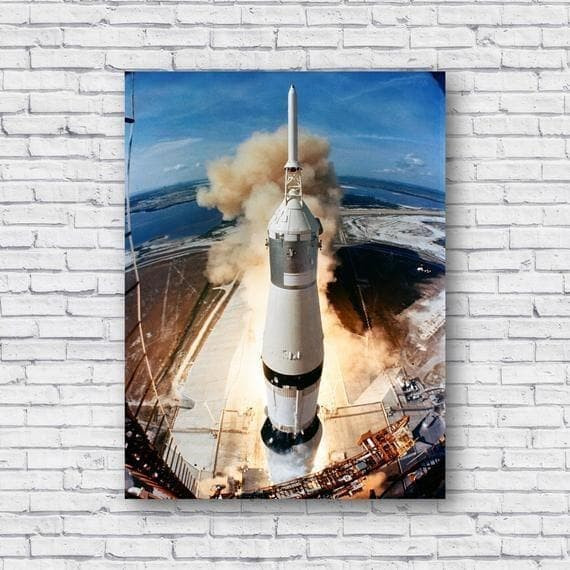 Apollo 11 - Nasa Saturn 5 Rocket Launch Takeoff Vinyl Wall Decal Printed Wall Art Decor Canvas - MakedTee