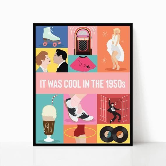 Wall Art It Was Cool In The 1950S Poster Retro Art Pop Culture Canvas - MakedTee
