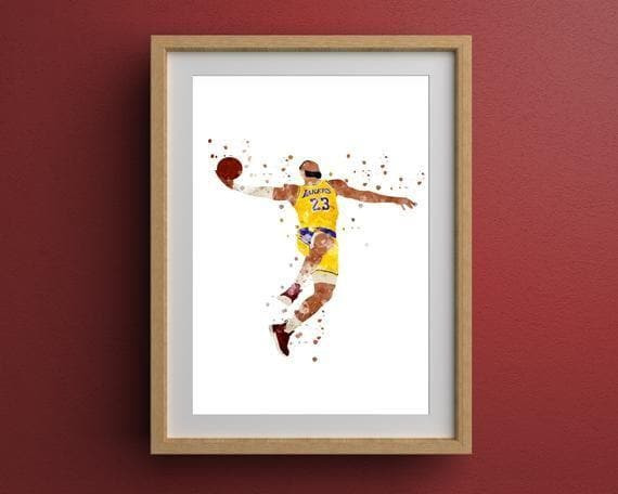Lebron James La Lakers Basketball Team Minimalist Watercolour Print Wall Art Decor Canvas - MakedTee