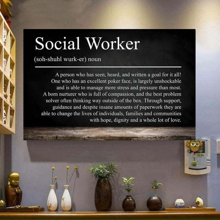 Social Worker Defination Wall Art Print Canvas - MakedTee