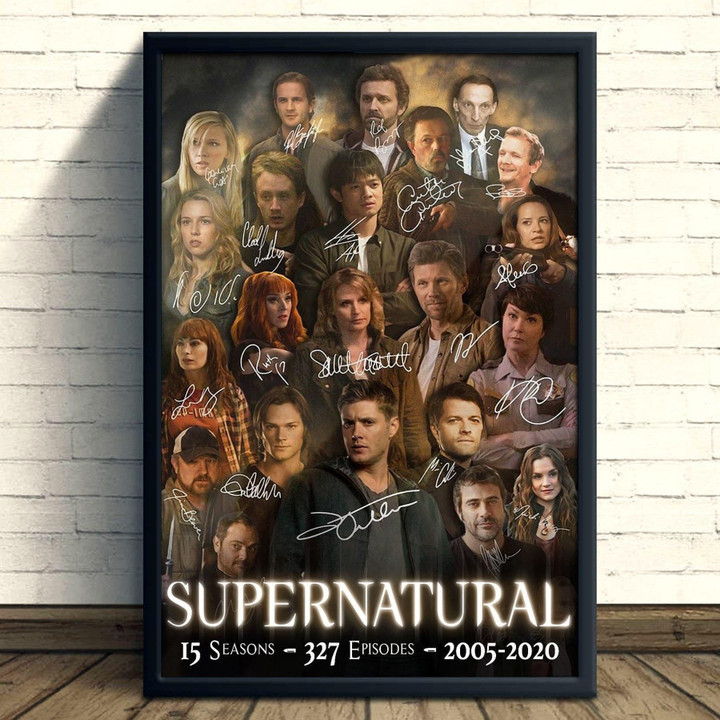 Supernatural 15 Seasons Casts Signatures For Fan Wall Art Print Canvas - MakedTee