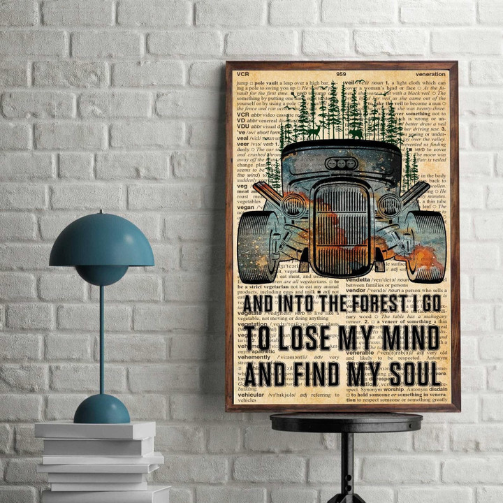 Happy Camper And Into The Forest I Go To Lose My Mind And Find My Soul The Jeep And Forest Satin Portrait Wall Art Canvas - MakedTee