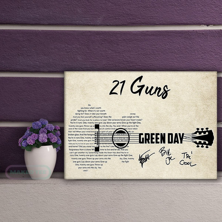 21 Guns Green Day Lyric Guitar Signed Poster/Canvas Prints | MakedTee
