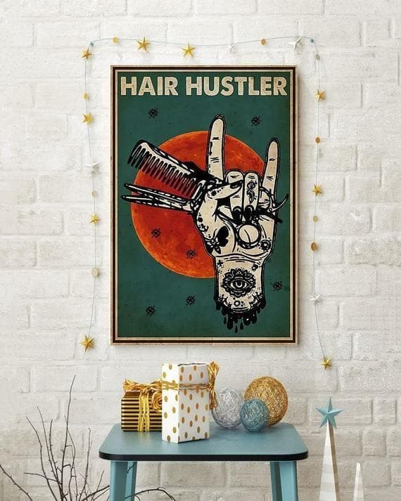Hairdresser Hair Hustler Wall Art Print Canvas - MakedTee
