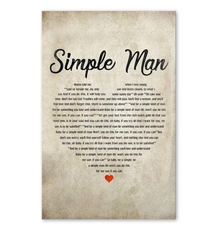 Shinedown Simple Man Lyric Heart Typography Wall Art Print Canvas - MakedTee