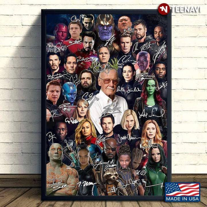 Thank You Stan Lee Studios With Cast Autographs Wall Art Print Canvas - MakedTee