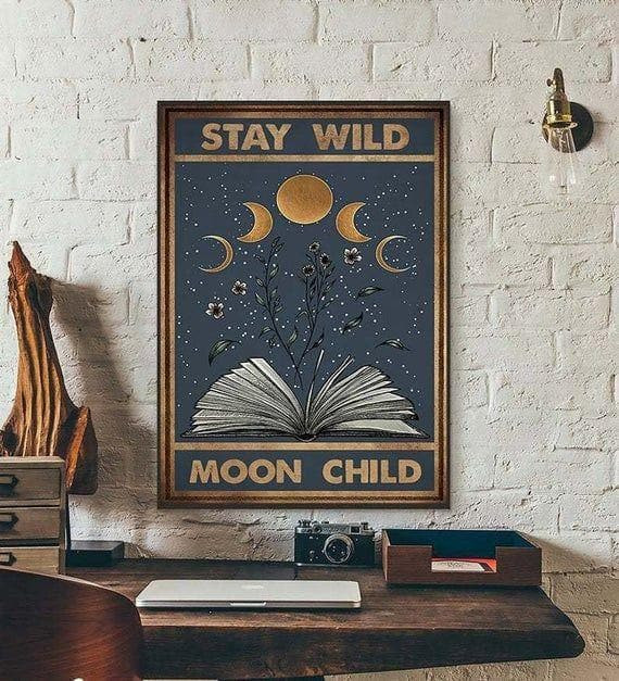 Love Book Poster Stay Wild Moon Child Wall Printed Wall Art Decor Canvas - MakedTee