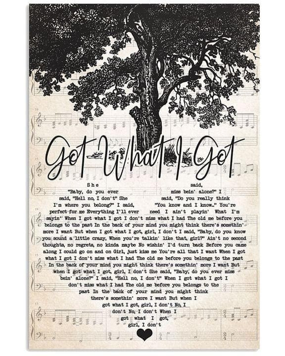 Jason Aldean Got What I Got Lyrics Heart Typography For Fan Print Wall Art Decor Canvas - MakedTee