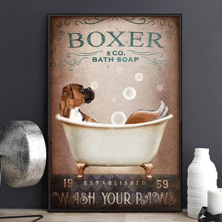 Boxer Bath Soap Wash Your Paws Wall Art Print Canvas - MakedTee