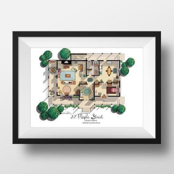 Gilmore Girls House Floor Plan Lorelai And Rory'S House Wall Art Print Canvas - MakedTee