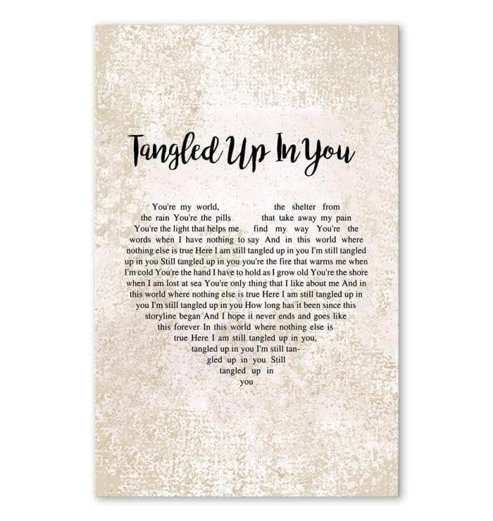 Tangled Up In You Staind Lyric Heart Typography Wall Art Print Canvas - MakedTee