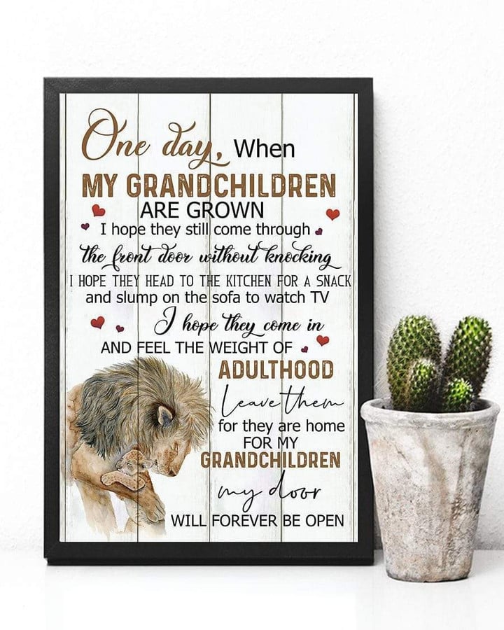 Lion Grandparent Love Grandchildren, My Door Will Forever Be Open Christmas Gift Family Canvas Print V - MakedTee