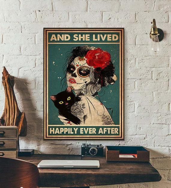 And She Lived Happily Ever After Halloween Print Wall Art Decor Canvas - MakedTee