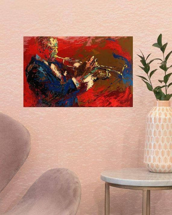 A Man With Trumpet Painting Poster Vintage Wall Art Poster Canvas - MakedTee