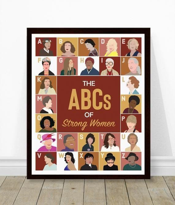 The Abcs Of Strong Women Art Print Strong Women Icons Female Empowerment Canvas - MakedTee
