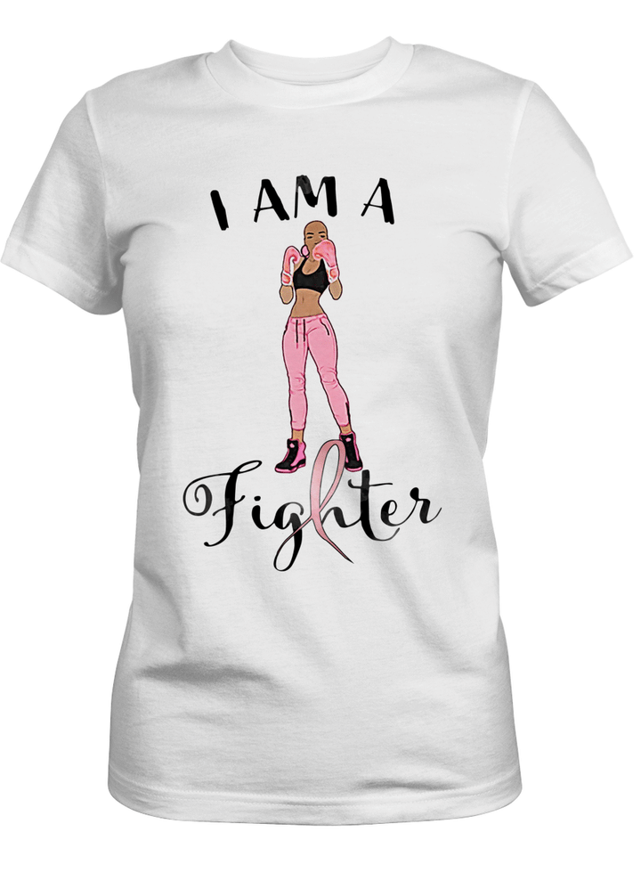 Black women is fighter shirt breast cancer awareness month tshirt
